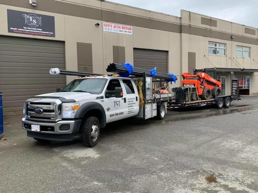LS service truck and equipment trailer in Chilliwack.