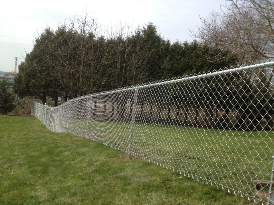 A residential galvanized chain-link run with top rail; LS project in the Fraser Valley.